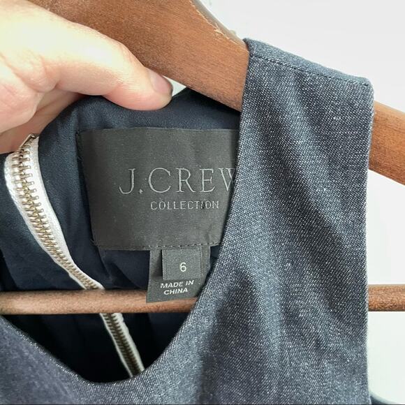 J. Crew Striped Chambray Sleeveless Dress Tapestry C1054 Drop Waist Textured 6 - Picture 4 of 11